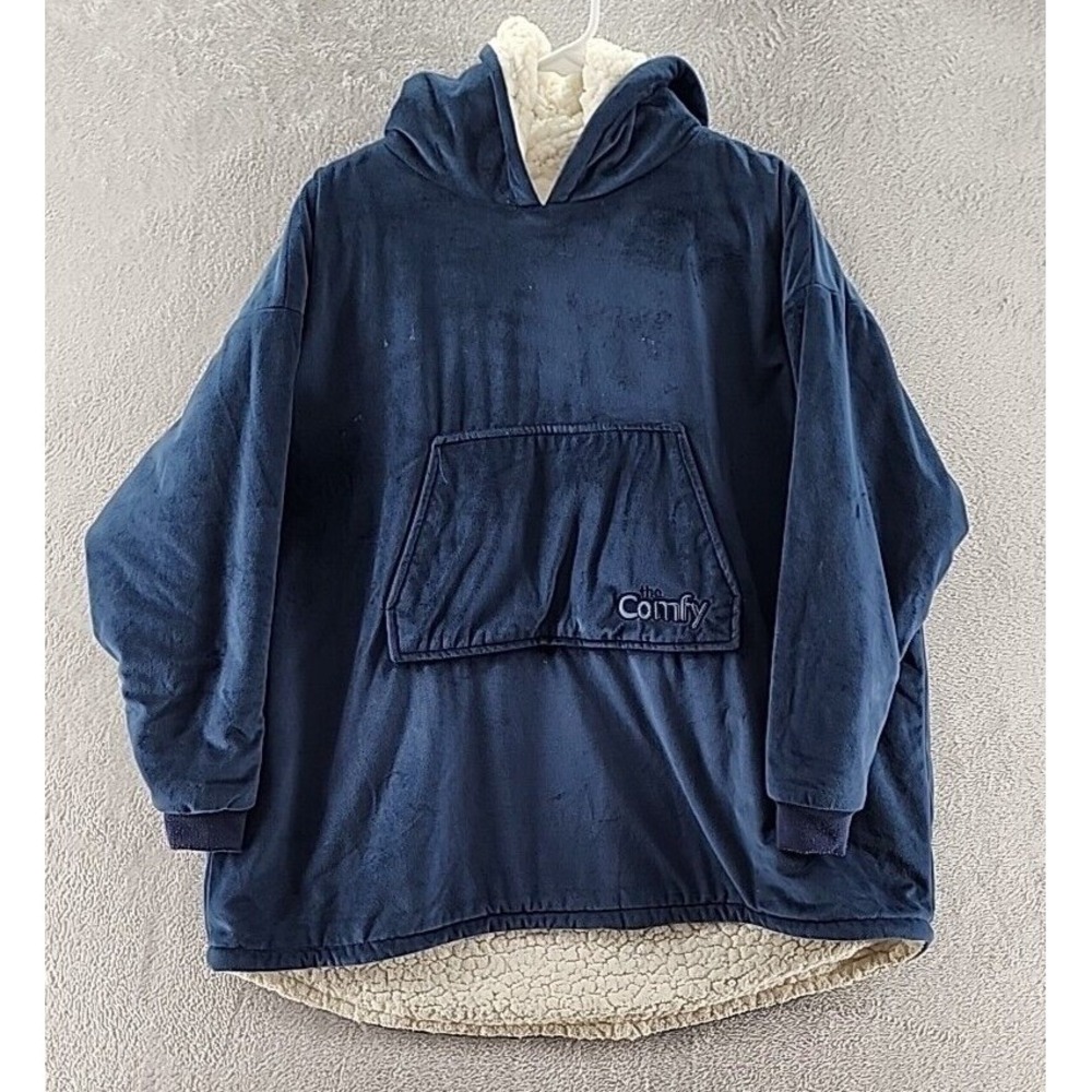 The Comfy Sweater Mens Hoodie Blanket Sherpa Fleece Blue Oversize Cozy Wearable